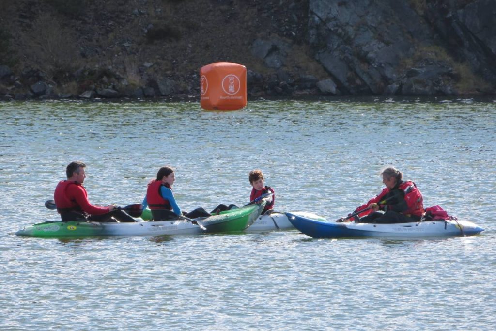 A group of kayakers on Trevassack Lake