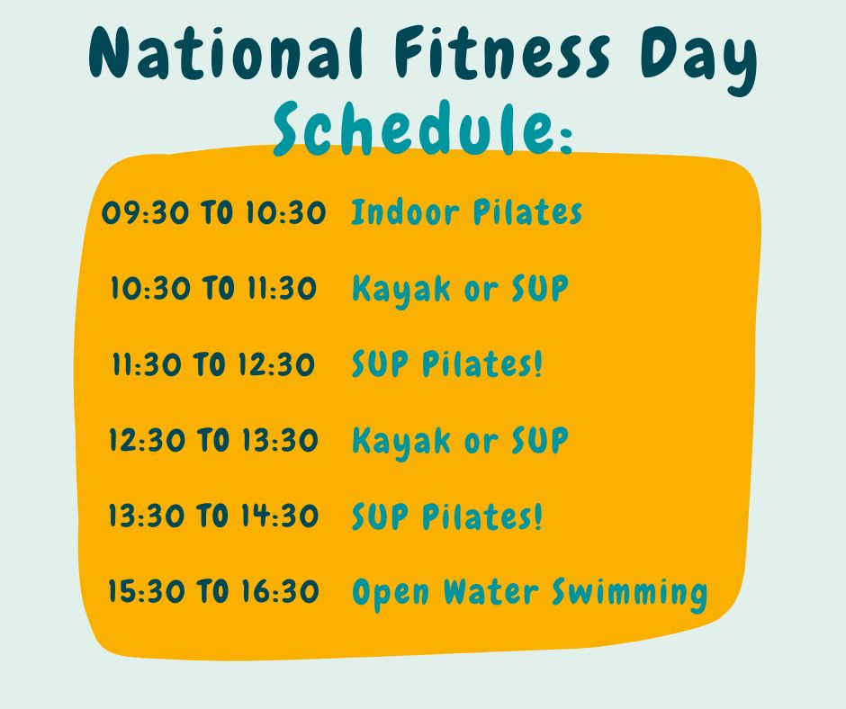 The schedule of events for National Fitness Day at Trevassack Lake